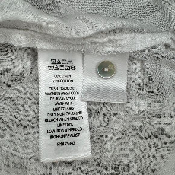 Rachel Roy SMALL white pullover top linen and cotton rolled tab short sleeve - Picture 3 of 6